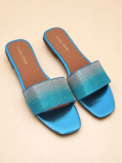 Royalfashion Sandales pour femmes ShinyGlow avec zircons