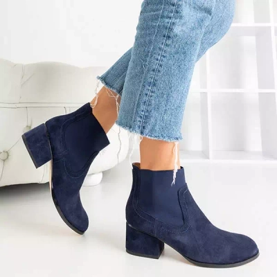 OUTLET Boots femme bleu marine à talons plats Tarina - Chaussures