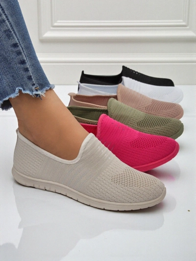 Mocassins pour Femmes Callista Beige en Tissu Respirant Printemps Été