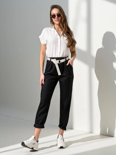 Pantalon droit pour femme Royalfashion avec ceinture