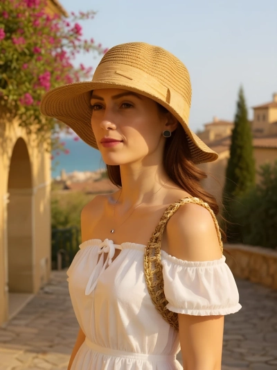 Royalfashion Chapeau de paille pour femme avec ruban Whisper