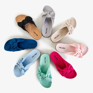 OUTLET Chaussons femme bleu marine avec un nœud Alanza - Footwear