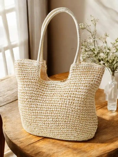 Royalfashion Grand sac en paille pour femmes