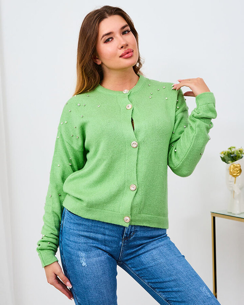 Royalfashion Pull déboutonné vert pour femme