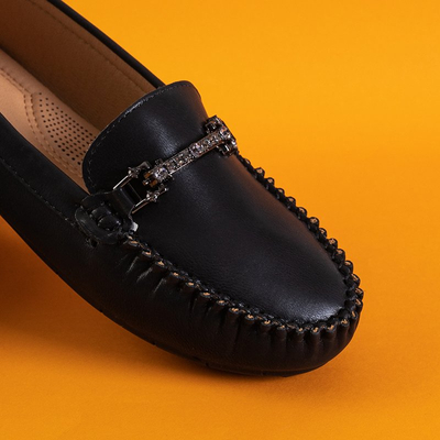 Mocassins noirs pour femmes avec décoration Esiro - Footwear