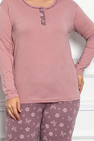 Royalfashion Pijamas en Coton pour Femmes en 2 Pièces Imprimé Papillon TAILLE PLUS