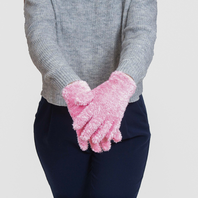 Gants en tricot rose clair pour femme avec fourrure - Accessoires
