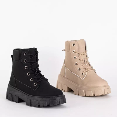 OUTLET Chaussures de randonnée noires pour femmes en éco-cuir mat Retika - Chaussures