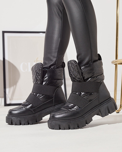 OUTLET Bottes de neige pour femmes à semelle plate en noir Ferory- Footwear