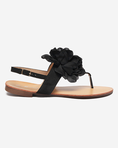 Sandales noires pour femme avec une fleur Nerikala - Footwear