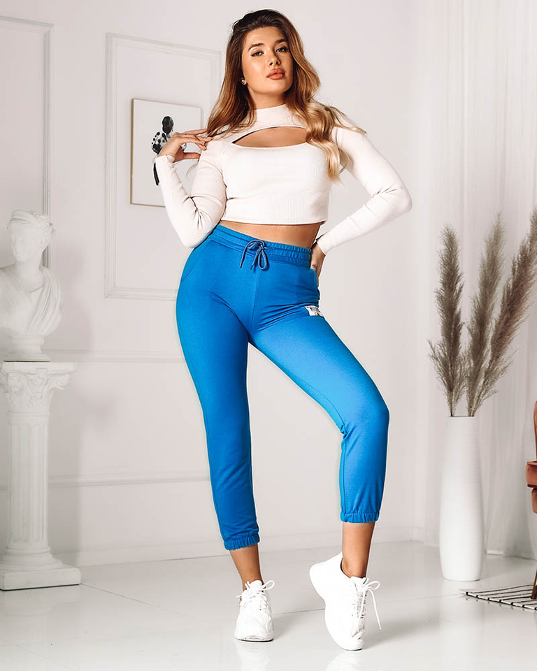Pantalon de survêtement bleu pour femmes avec patch- Vêtements