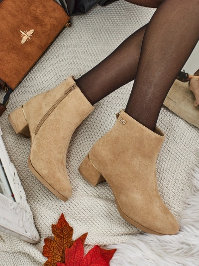 Bottines femme en éco-daim à talon bloc Arshinea