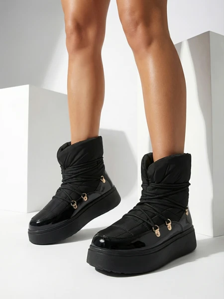 Royalfashion Bottes de neige à enfiler pour femme en noir Dabenda