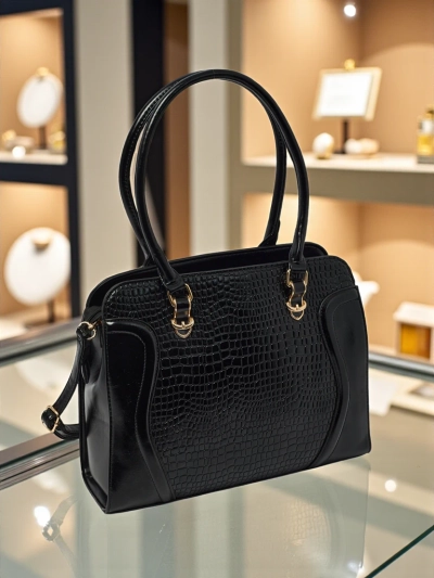 Sac à main shopper en cuir écologique gaufré Iron Lace