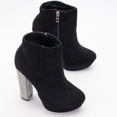 Bottines femme noires à talons et oxydes de zirconium Tatinka - Chaussures