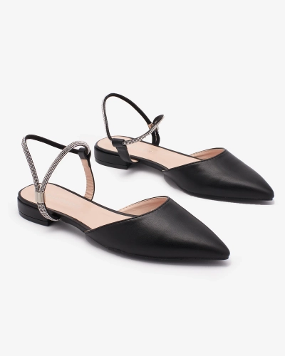 OUTLET Royalfashion Noir Sandales à talon plat à semelle chatoyante pour femme