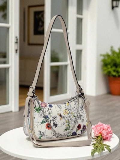 Royalfashion Petit sac à main pour femme en cuir écologique avec motif floral Lily Bloom