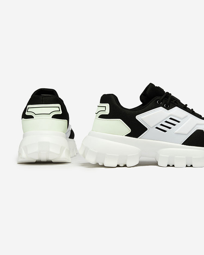 Royalfashion Baskets de sport en tissu blanc et noir pour homme Lamkim