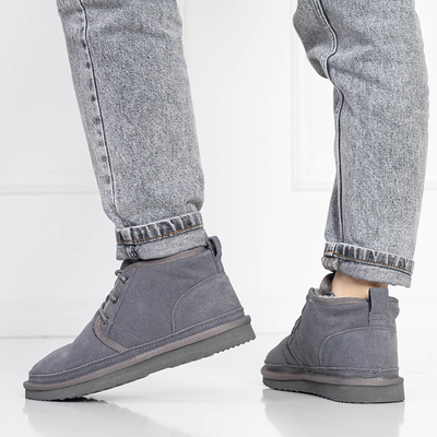 Bottes de neige nouées pour femmes grises avec fourrure Miusho - Chaussures