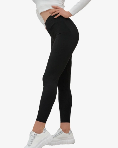 Leggings femme avec large bande élastique à la taille en noir - Vêtements