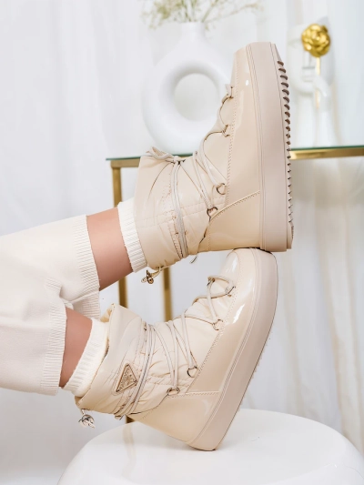 Royalfashion Bottes à enfiler pour femmes bottes de neige a'la en beige Vevnose