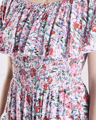 Combinaison longue blanche et rose à motifs floraux pour femme - Vêtements