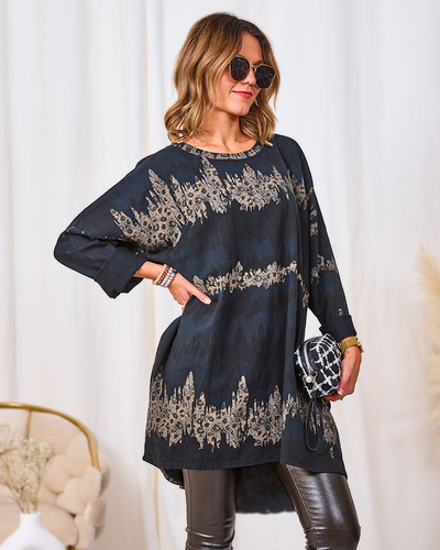 Royalfashion Robe à motifs pour femme en noir