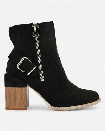 Royalfashion Bottes hautes à talon aiguille pour femmes en daim écologique noir Acimra