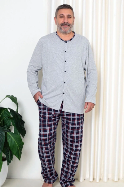 Pyjamas en coton pour hommes Royalfashion à motif à carreaux GRANDE TAILLE