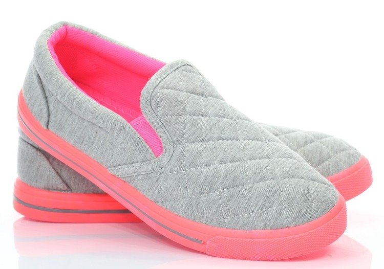 Baskets Slip On Asqus Femme Gris-Rose - Chaussures