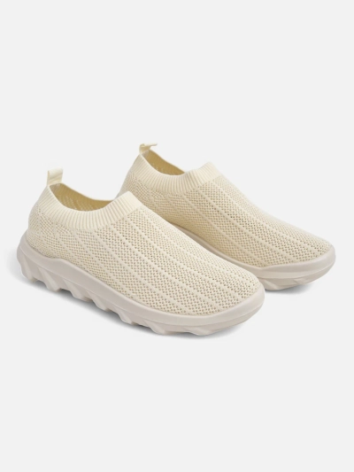 Slip-ons pour femmes Arete Beige, baskets respirantes en tissu