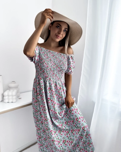 Robe midi à imprimé floral pour femme Mint - Vêtements
