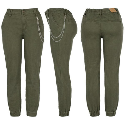 Pantalon cargo vert pour femme avec chaîne - Pantalon 1