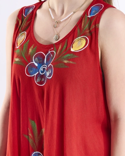 Couvre-lit de type robe à fleurs rouges pour femmes - Vêtements