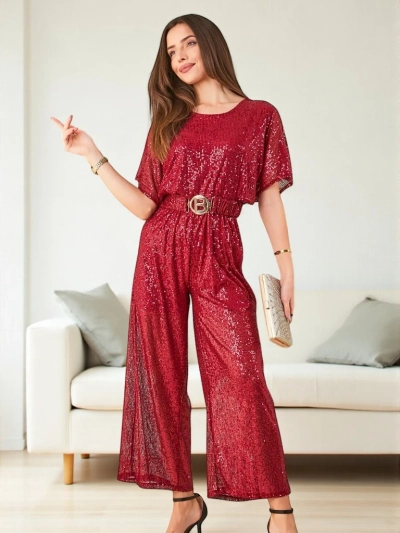 Royalfashion Combinaison longue pour femme avec sequins