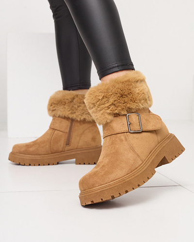 Bottes femme camel isolées à talons plats Zeora - Shoes