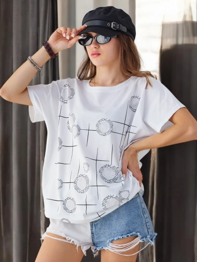 T-shirt en coton pour femmes Royalfashion avec impression