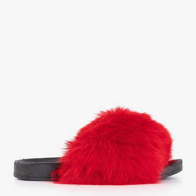 Chaussons rouges en fourrure nonni fille - Chaussures