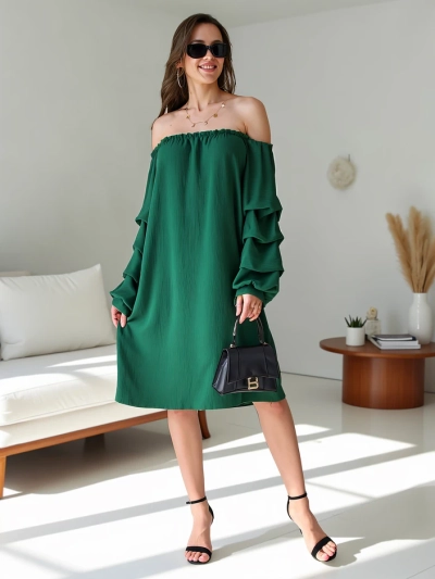 Robe lisse Royalfashion pour femmes à la espagnole avec volants
