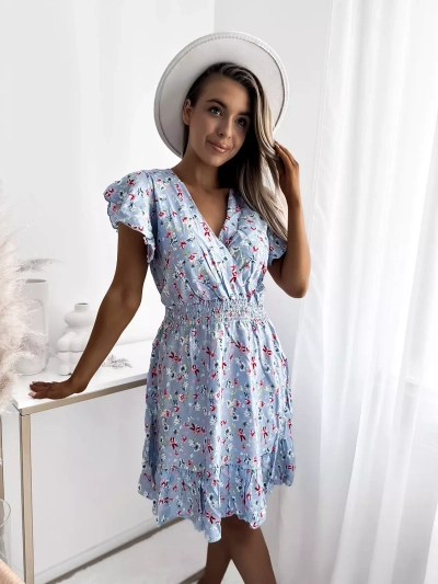 Royalfashion Mini robe femme bleu à motif floral