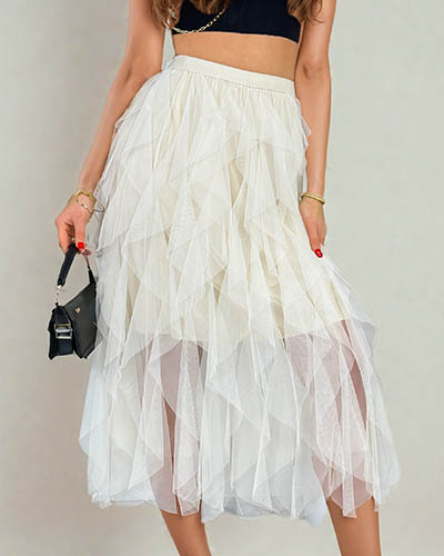 Royalfashion Jupe midi double épaisseur pour femme