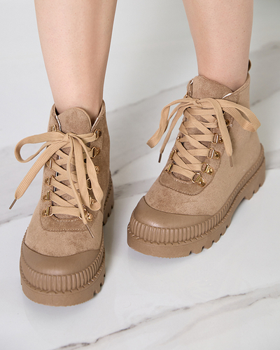 Bottines à lacets femme marron clair a'la trappers Neridas - Chaussures