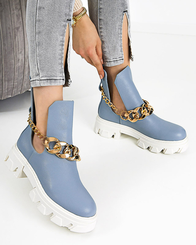 Bottes bleues pour femmes avec chaîne Tenkay - Chaussures