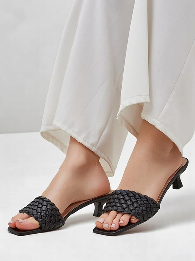 Sandales Callista Nero – Escarpins noirs pour femmes en cuir écologique, été
