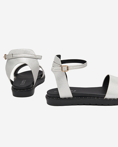 OUTLET Sandales en cuir écologique pour femme argentées à paillettes Delika - Footwear