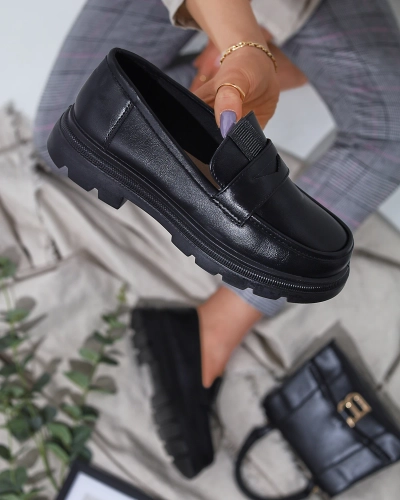 OUTLET Mocassins en cuir écologique noir pour femmes Raffivo - Footwear