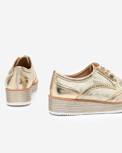 OUTLET Chaussures femme dorées avec empiècements en peau de serpent Fin - Footwear