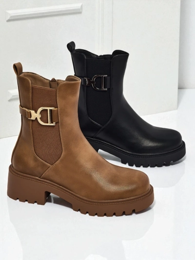 Bottines hautes pour femmes en cuir écologique Ovella