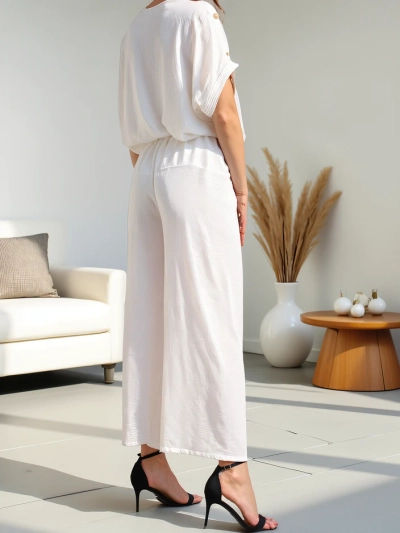 Ensemble décontracté Royalfashion pour femmes avec un haut à manches courtes et un pantalon large