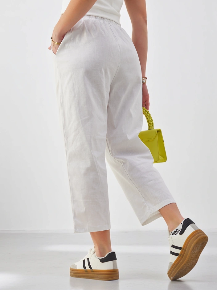 Pantalons larges en coton Royalfashion pour femmes avec un lien